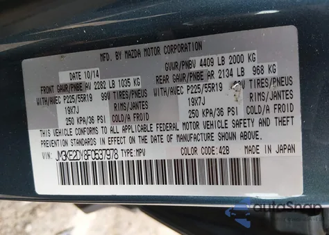 2015 Mazda Cx-5 Grand Touring from USA, damaged, VIN JM3KE2DY8F0537978